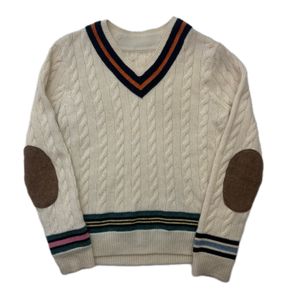 Polo Ralph Lauren Herringbone Patches Cricket Jumper (Cotton Cashmere) - S