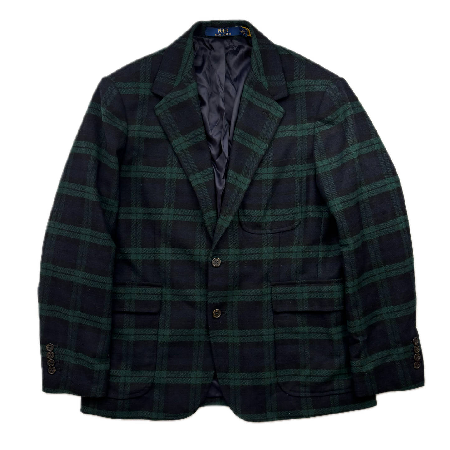 Polo Ralph Lauren BlackWatch Green Navy Tartan Modern Fit Blazer Sports Coat - 42R
