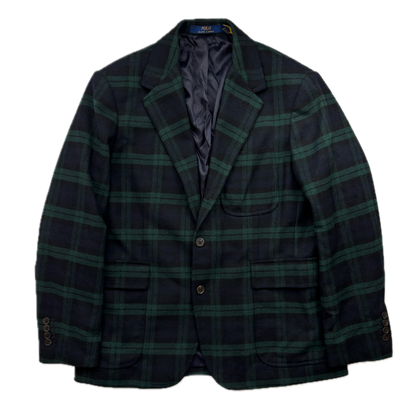 Polo Ralph Lauren BlackWatch Green Navy Tartan Modern Fit Blazer Sports Coat - 42R