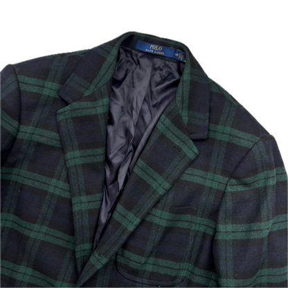 Polo Ralph Lauren BlackWatch Green Navy Tartan Modern Fit Blazer Sports Coat - 42R