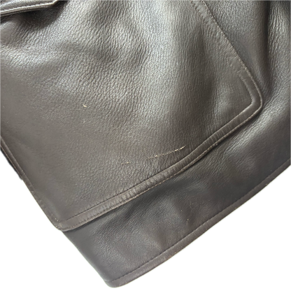 Polo Ralph Lauren Brown Leather Belted Jacket Fur Lined - L