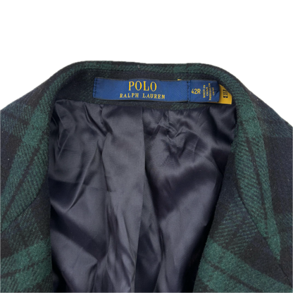 Polo Ralph Lauren BlackWatch Green Navy Tartan Modern Fit Blazer Sports Coat - 42R