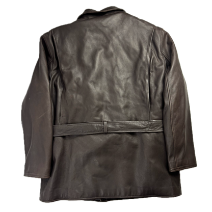 Polo Ralph Lauren Brown Leather Belted Jacket Fur Lined - L