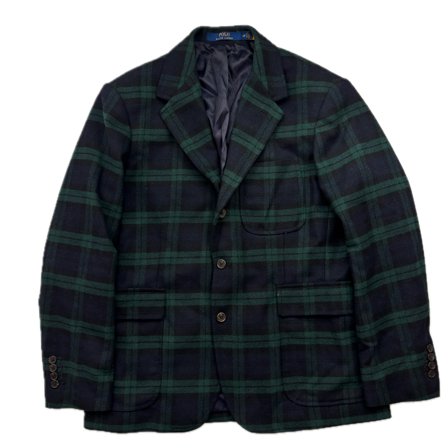 Polo Ralph Lauren BlackWatch Green Navy Tartan Modern Fit Blazer Sports Coat - 42R