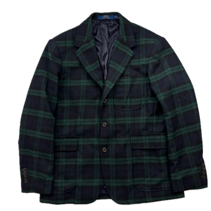 Polo Ralph Lauren BlackWatch Green Navy Tartan Modern Fit Blazer Sports Coat - 42R