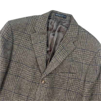 Polo Ralph Lauren Grey Windowpane Tweed Blazer Sports Coat (Wool Alpaca) - 44L