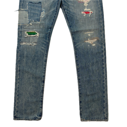 Polo Ralph Lauren Sullivan Slim Jeans Serape Aztec Southwestern Patchwork Distressed - 32x34
