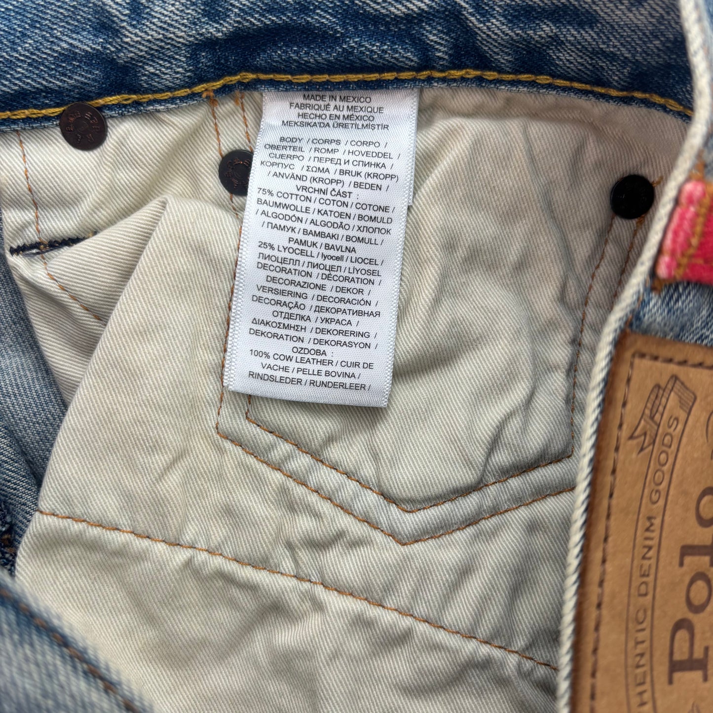Polo Ralph Lauren Sullivan Slim Jeans Serape Aztec Southwestern Patchwork Distressed - 32x34
