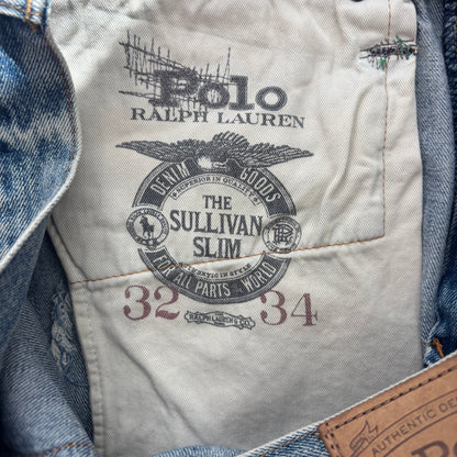 Polo Ralph Lauren Sullivan Slim Jeans Serape Aztec Southwestern Patchwork Distressed - 32x34
