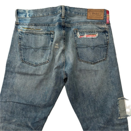 Polo Ralph Lauren Sullivan Slim Jeans Serape Aztec Southwestern Patchwork Distressed - 32x34