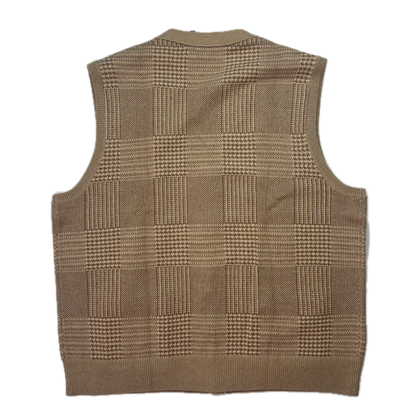 Polo Ralph Lauren Beige Tweed Glen Plaid Cardigan Vest (Cotton) - XXL