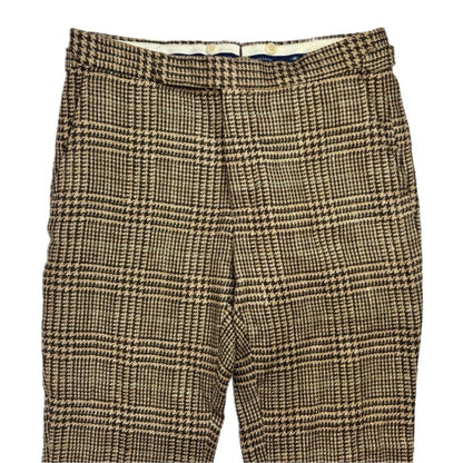 Polo Ralph Lauren Brown Glen Plaid Dress Pants Preppy (Linen Silk Wool) - 32x34