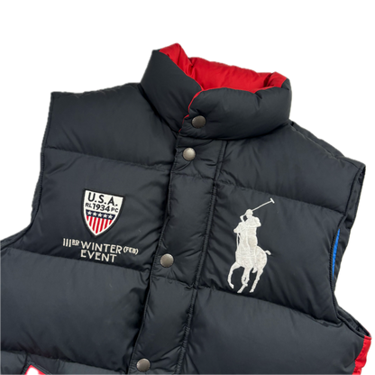 Polo Ralph Lauren Black USA Winter Event Puffer Gilet Down Vest - S
