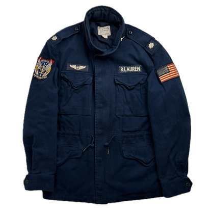 Polo Ralph Lauren Navy Blue Military Army Patches Parka Jacket  - L
