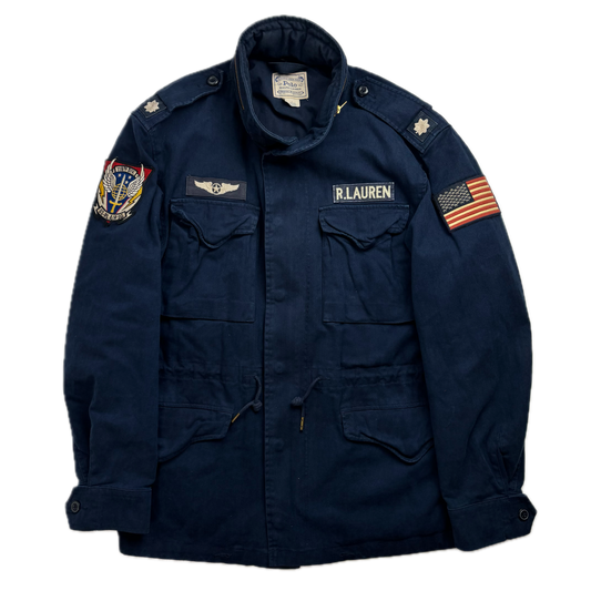 Polo Ralph Lauren Navy Blue Military Army Patches Parka Jacket  - L