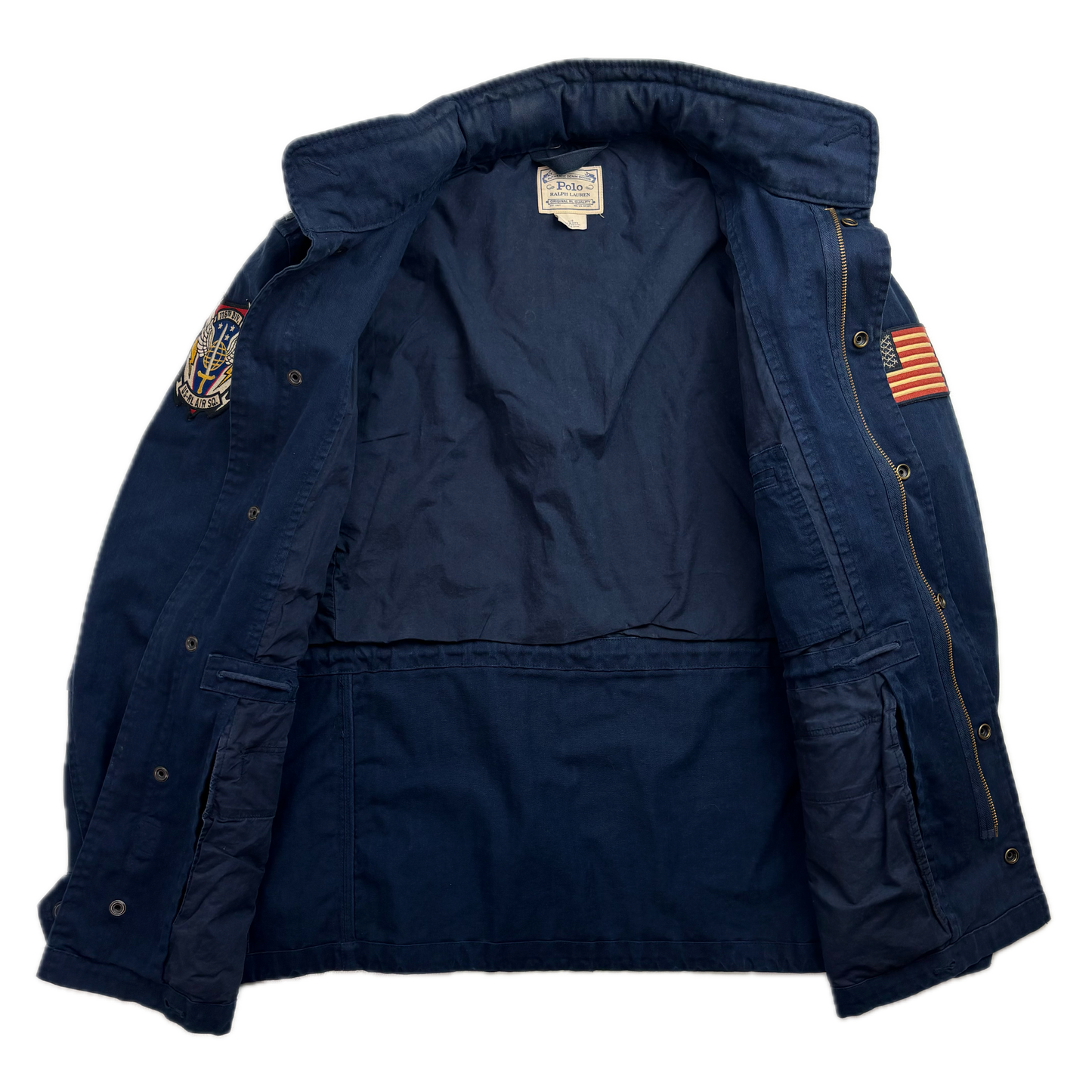Polo Ralph Lauren Navy Blue Military Army Patches Parka Jacket  - L