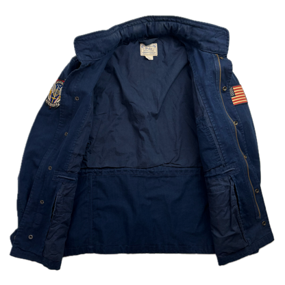 Polo Ralph Lauren Navy Blue Military Army Patches Parka Jacket  - L