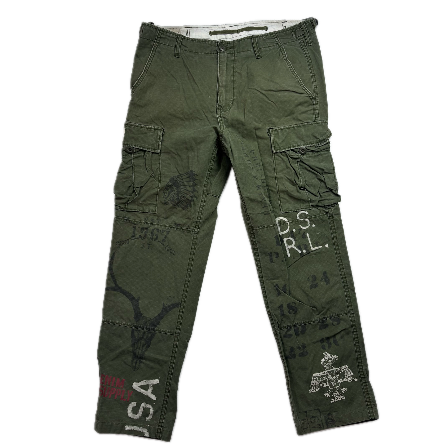 Denim & Supply Ralph Lauren Green Southwestern Cargo Pants Trousers -  33x32 (33x29)