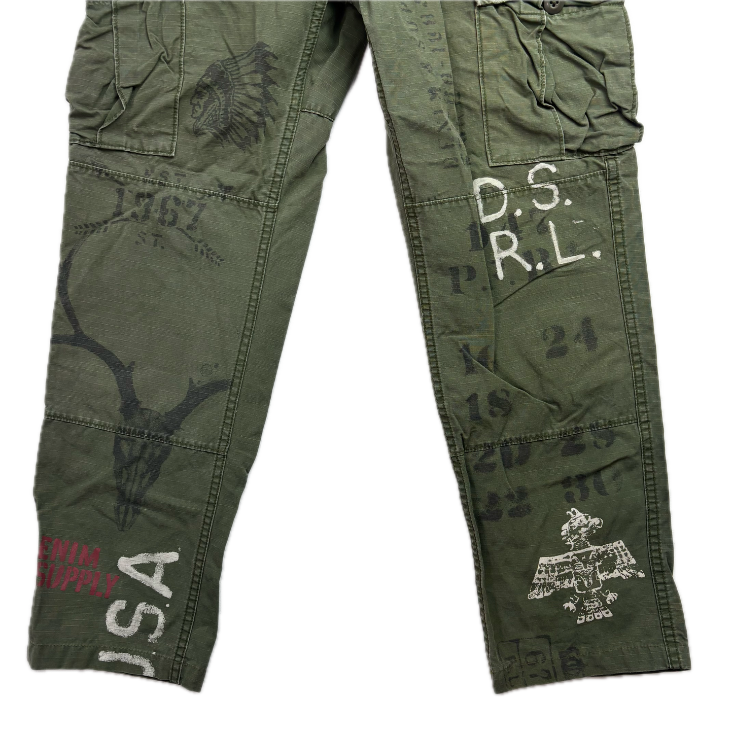 Denim & Supply Ralph Lauren Green Southwestern Cargo Pants Trousers -  33x32 (33x29)