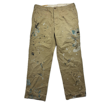 Polo Ralph Lauren Paint Splatter Distressed Beige Chinos - 38x32