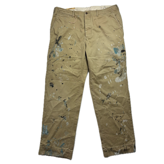 Polo Ralph Lauren Paint Splatter Distressed Beige Chinos - 38x32