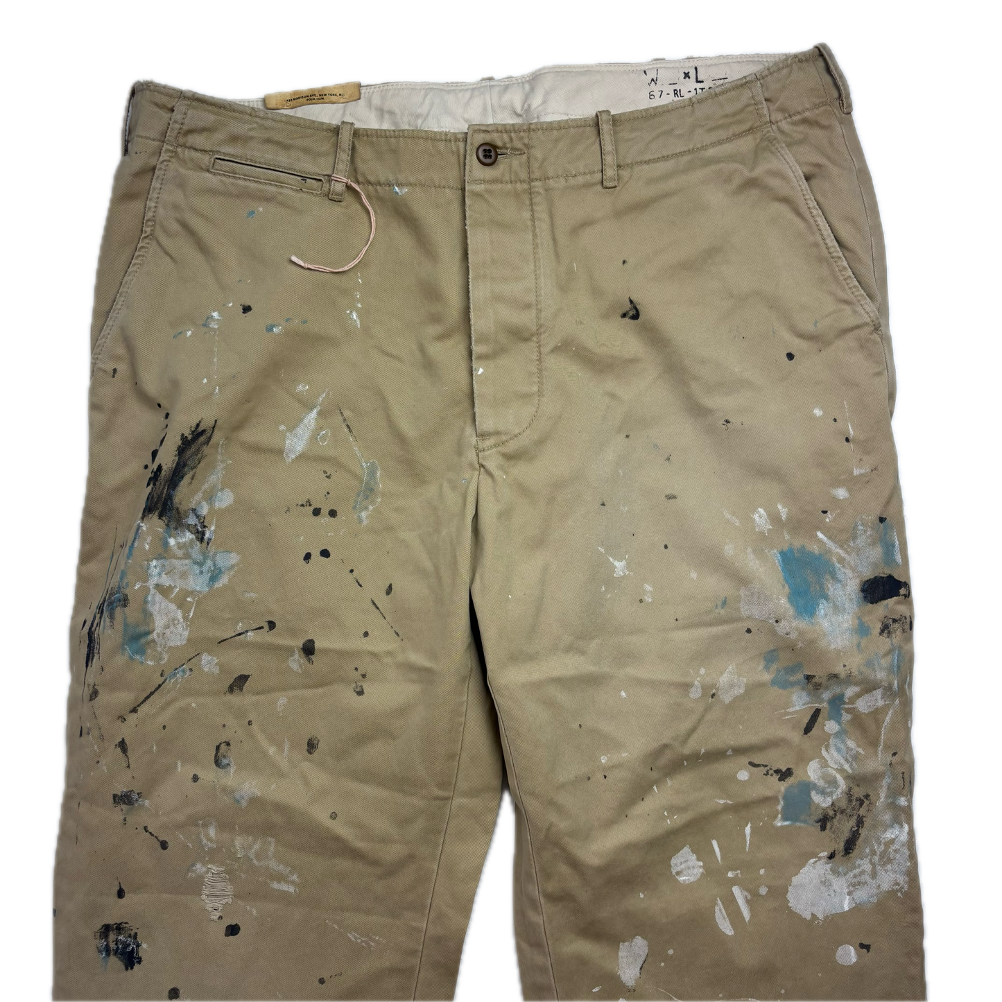 Polo Ralph Lauren Paint Splatter Distressed Beige Chinos - 38x32