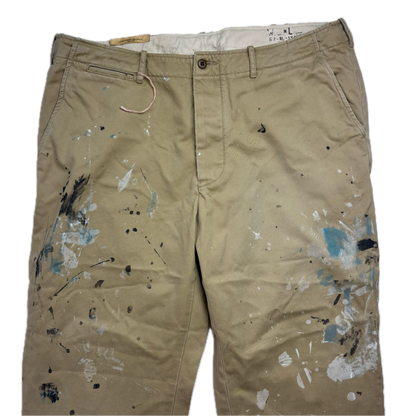 Polo Ralph Lauren Paint Splatter Distressed Beige Chinos - 38x32