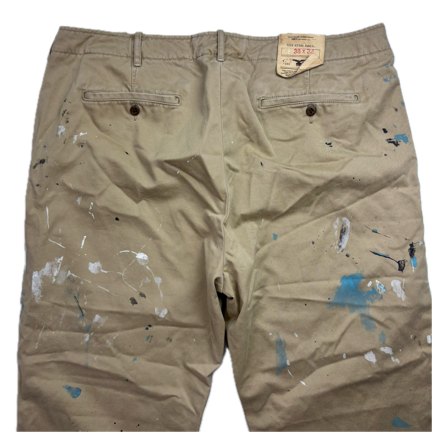 Polo Ralph Lauren Paint Splatter Distressed Beige Chinos - 38x32