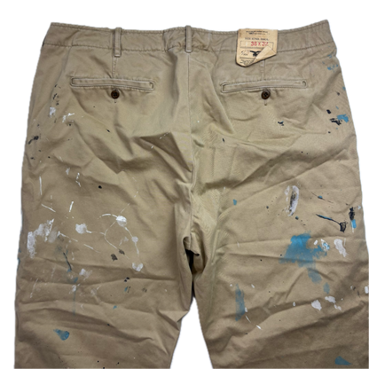 Polo Ralph Lauren Paint Splatter Distressed Beige Chinos - 38x32