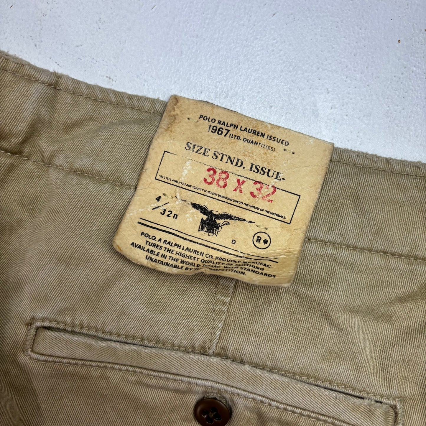 Polo Ralph Lauren Paint Splatter Distressed Beige Chinos - 38x32