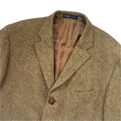 Polo Ralph Lauren Brown Green Herringbone Tweed Blazer Sports Coat Wool - 46R
