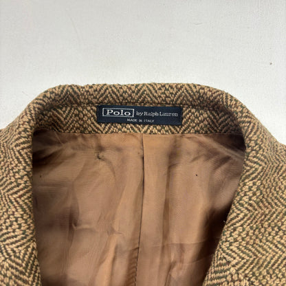 Polo Ralph Lauren Brown Green Herringbone Tweed Blazer Sports Coat Wool - 46R