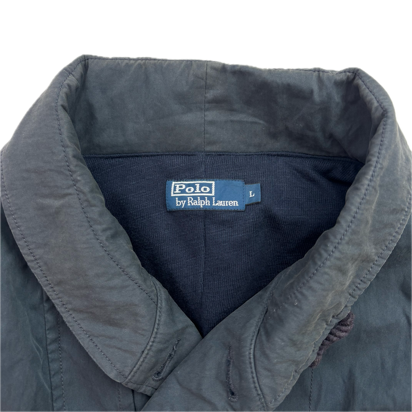 Polo Ralph Lauren Navy Double Breasted Rain Mac Shawl Collar Coat Lined - L
