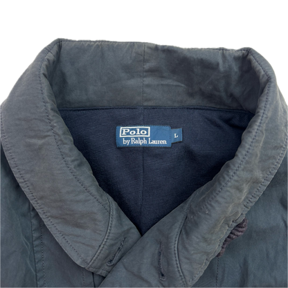 Polo Ralph Lauren Navy Double Breasted Rain Mac Shawl Collar Coat Lined - L