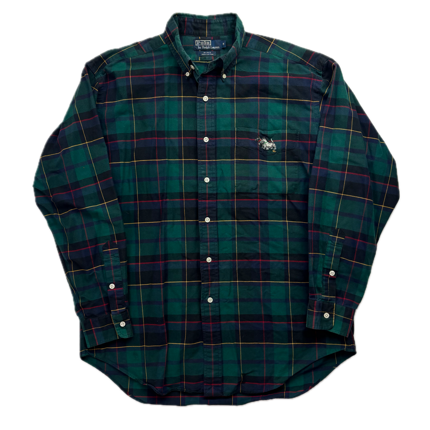 Polo Ralph Lauren Embroidered Dogs Plaid Blake Button Up Shirt - M