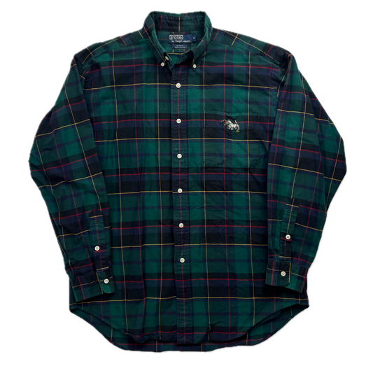Polo Ralph Lauren Embroidered Dogs Plaid Blake Button Up Shirt - M