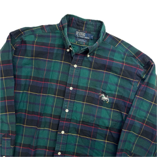 Polo Ralph Lauren Embroidered Dogs Plaid Blake Button Up Shirt - M