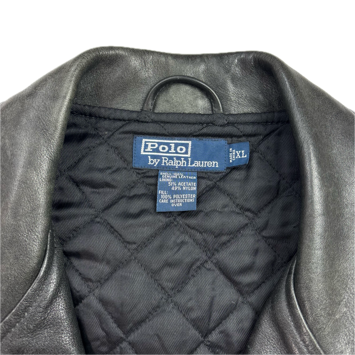 Polo Ralph Lauren Black Leather Moto Jacket Biker - XL