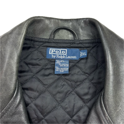 Polo Ralph Lauren Black Leather Moto Jacket Biker - XL