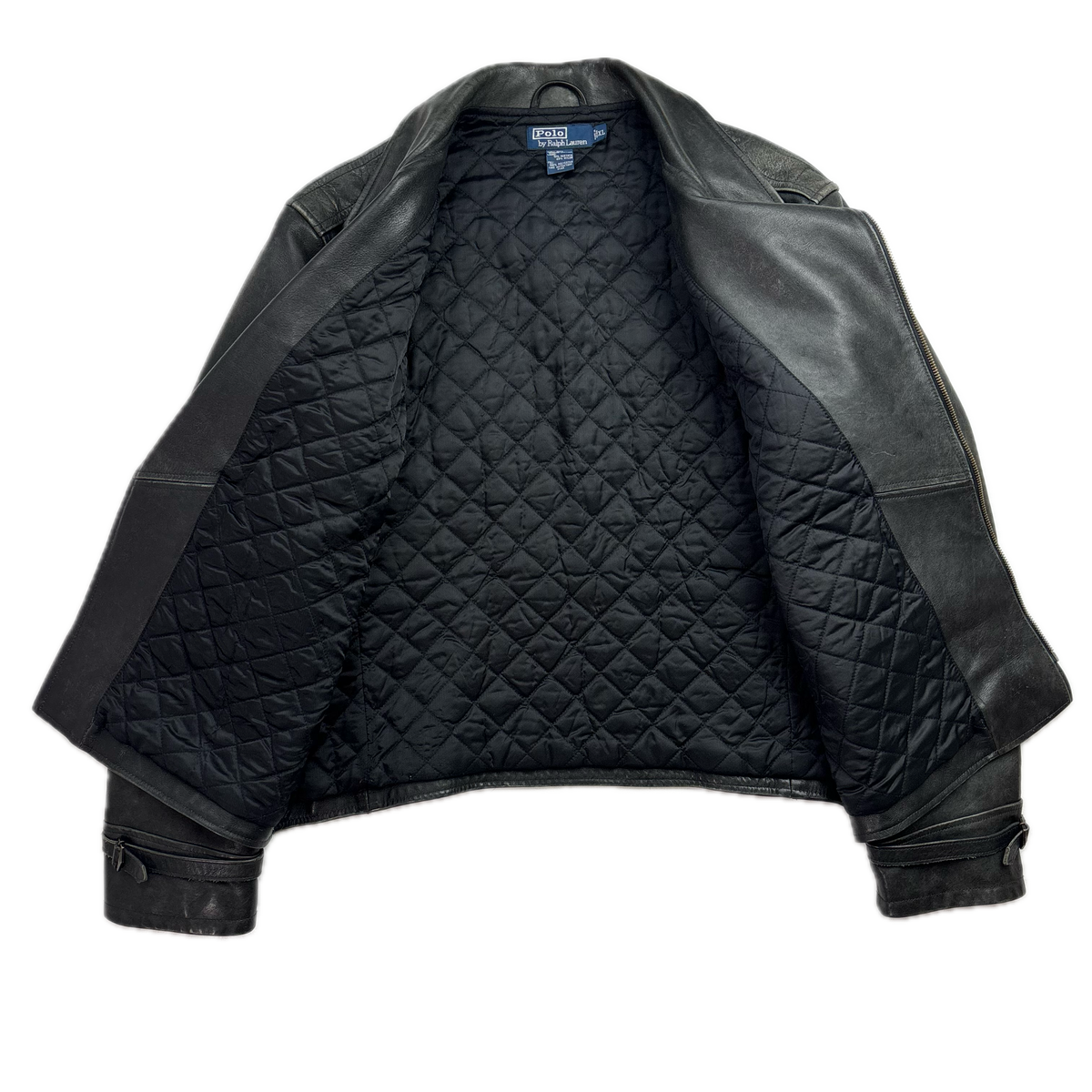 Polo Ralph Lauren Black Leather Moto Jacket Biker - XL