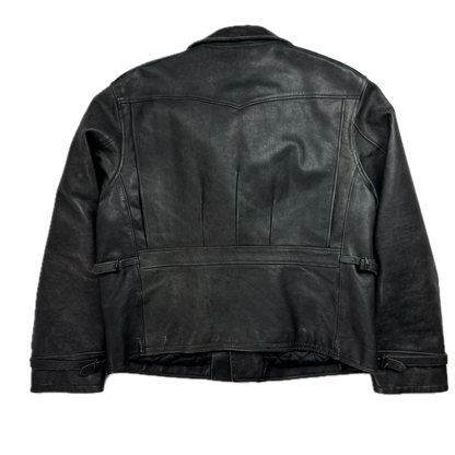 Polo Ralph Lauren Black Leather Moto Jacket Biker - XL