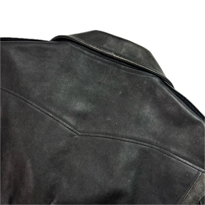 Polo Ralph Lauren Black Leather Moto Jacket Biker - XL