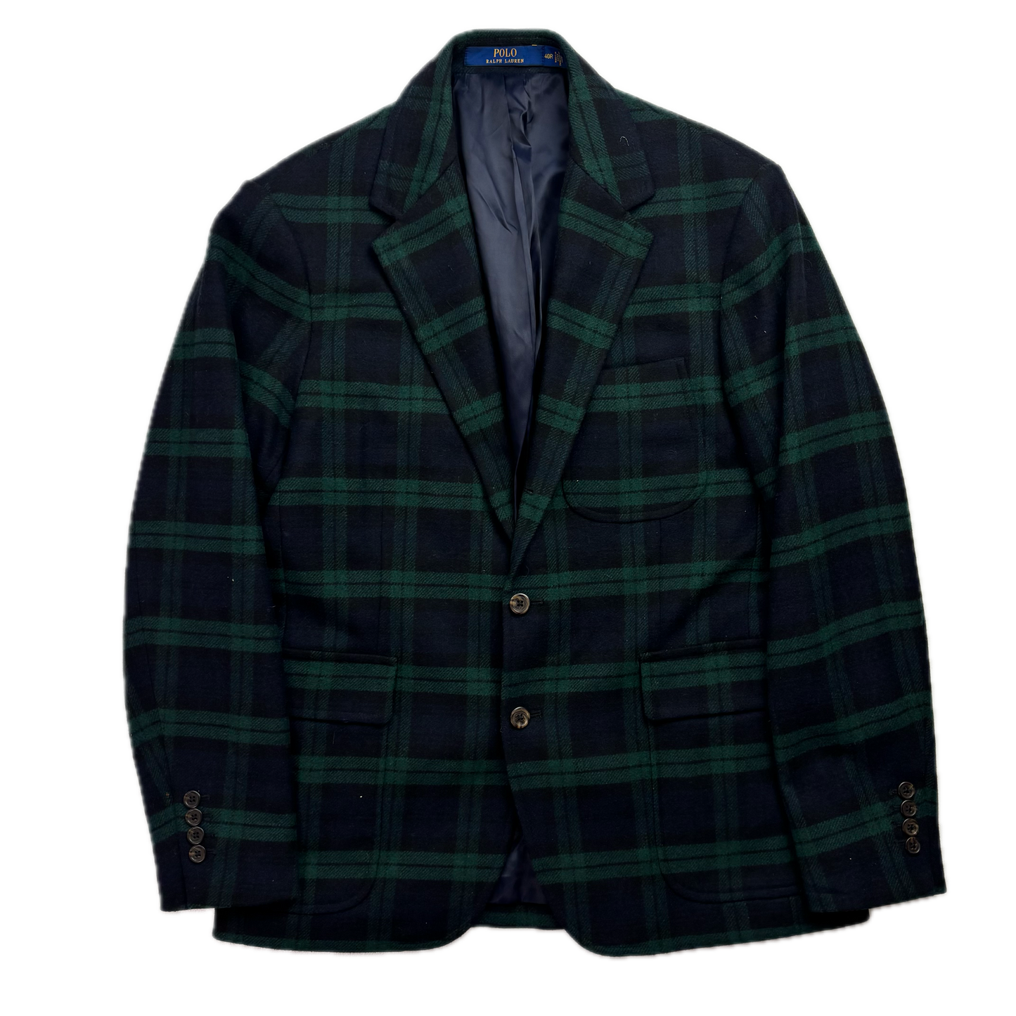 Polo Ralph Lauren BlackWatch Green Navy Tartan Modern Fit Blazer Sports Coat - 40R