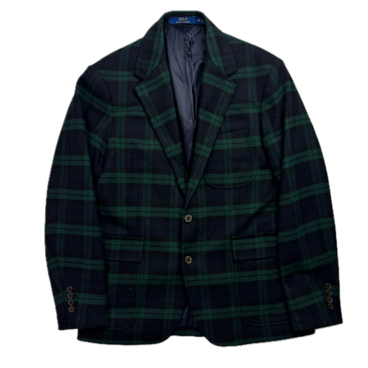 Polo Ralph Lauren BlackWatch Green Navy Tartan Modern Fit Blazer Sports Coat - 40R
