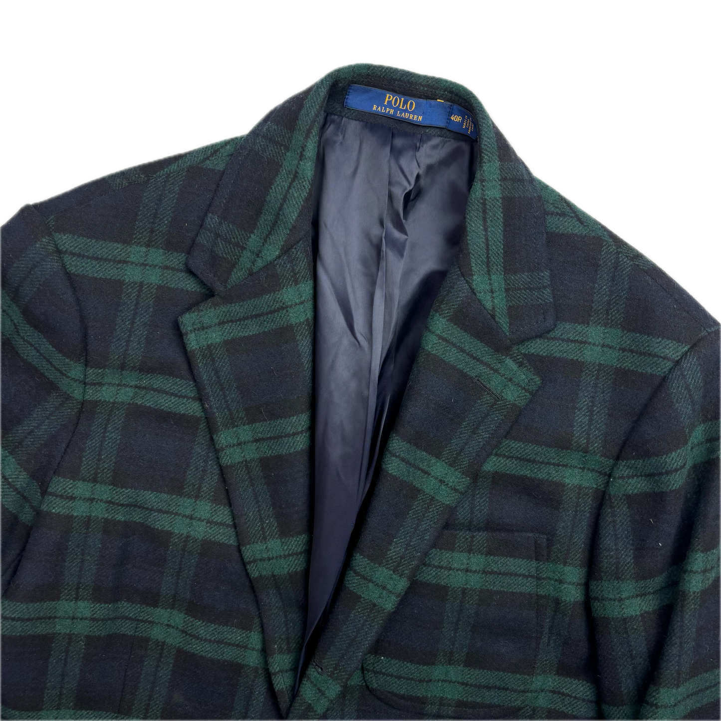 Polo Ralph Lauren BlackWatch Green Navy Tartan Modern Fit Blazer Sports Coat - 40R