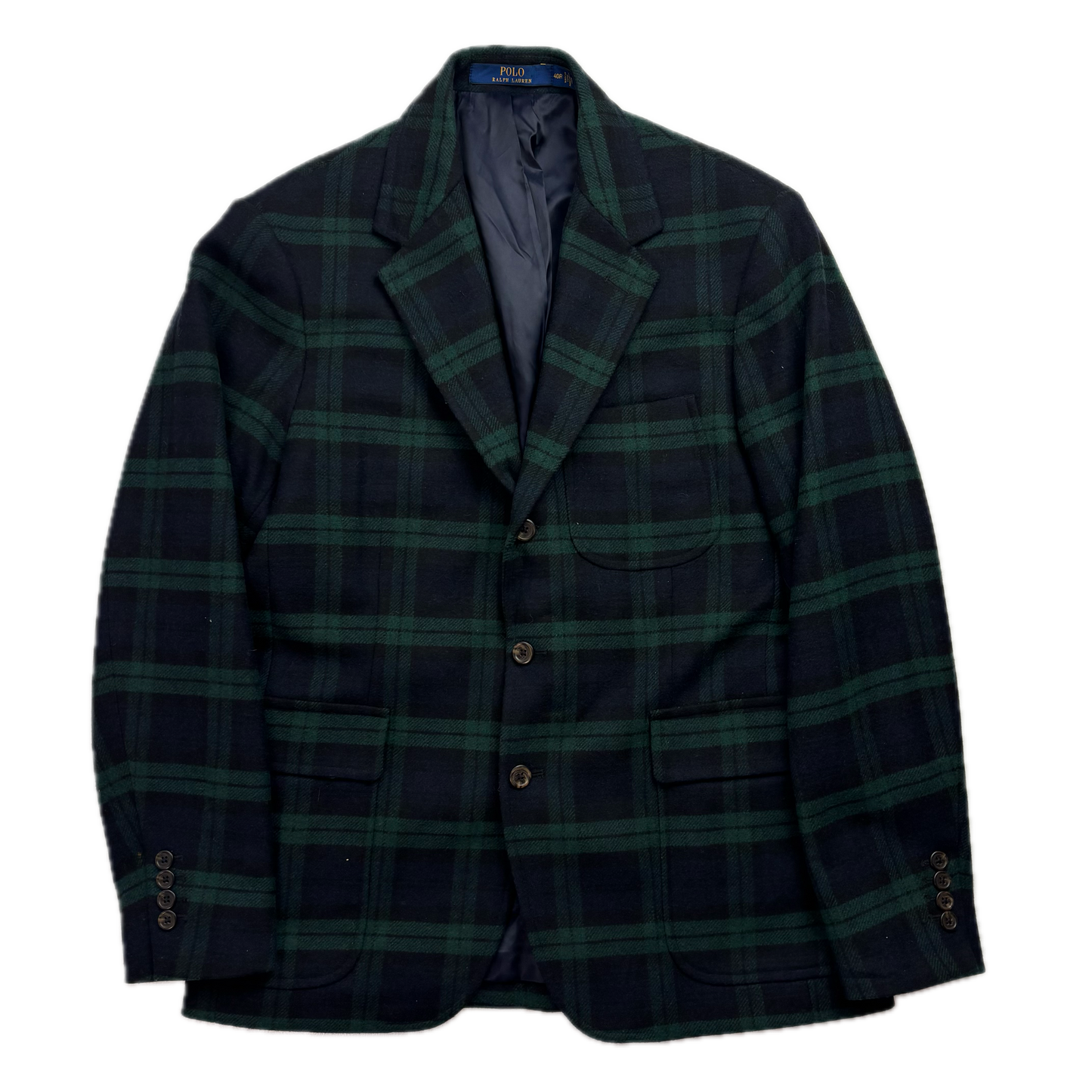 Polo Ralph Lauren BlackWatch Green Navy Tartan Modern Fit Blazer Sports Coat - 40R