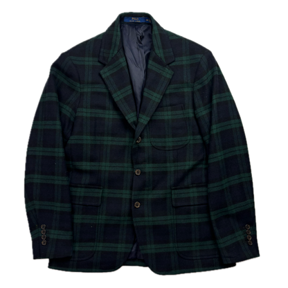 Polo Ralph Lauren BlackWatch Green Navy Tartan Modern Fit Blazer Sports Coat - 40R