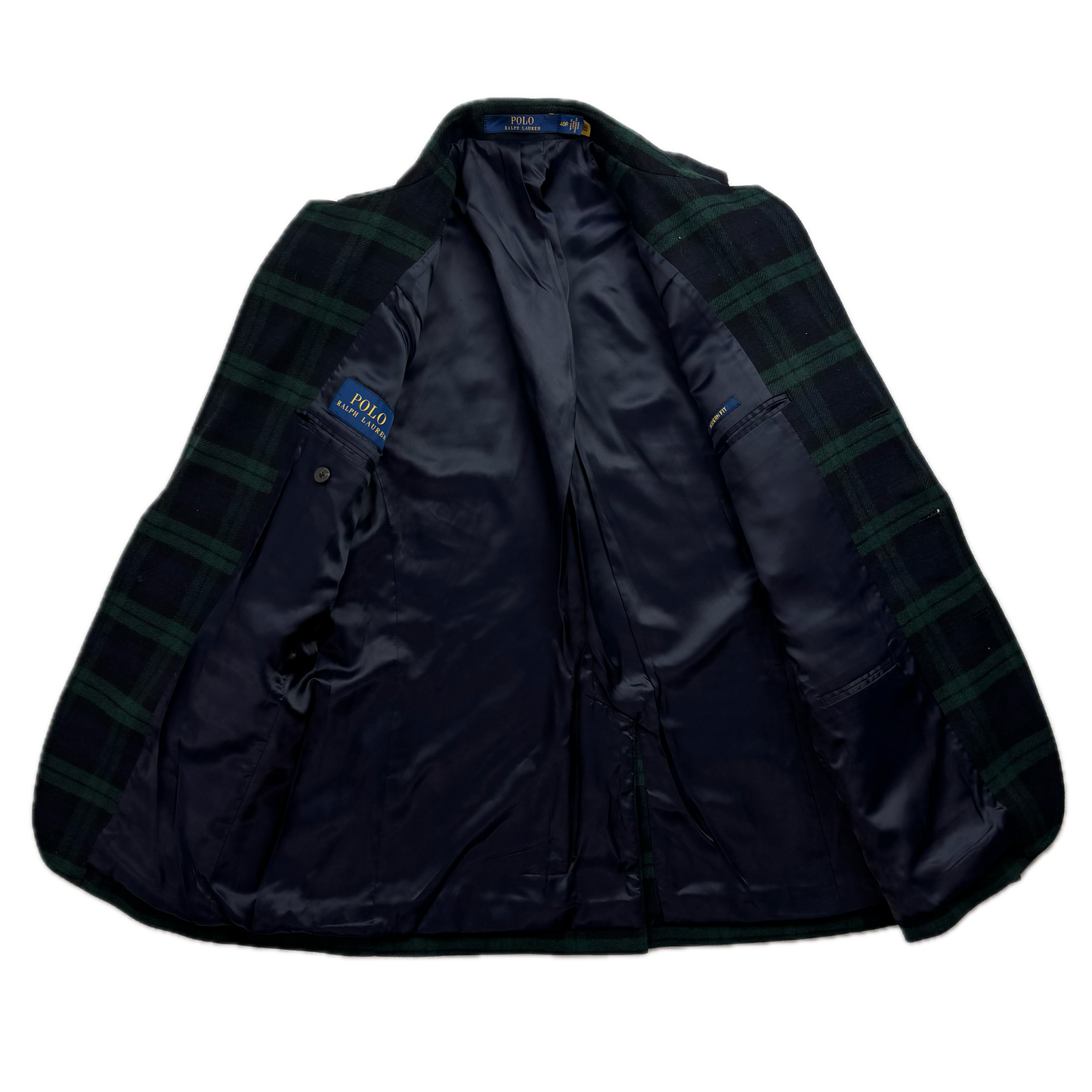 Polo Ralph Lauren BlackWatch Green Navy Tartan Modern Fit Blazer Sports Coat - 40R