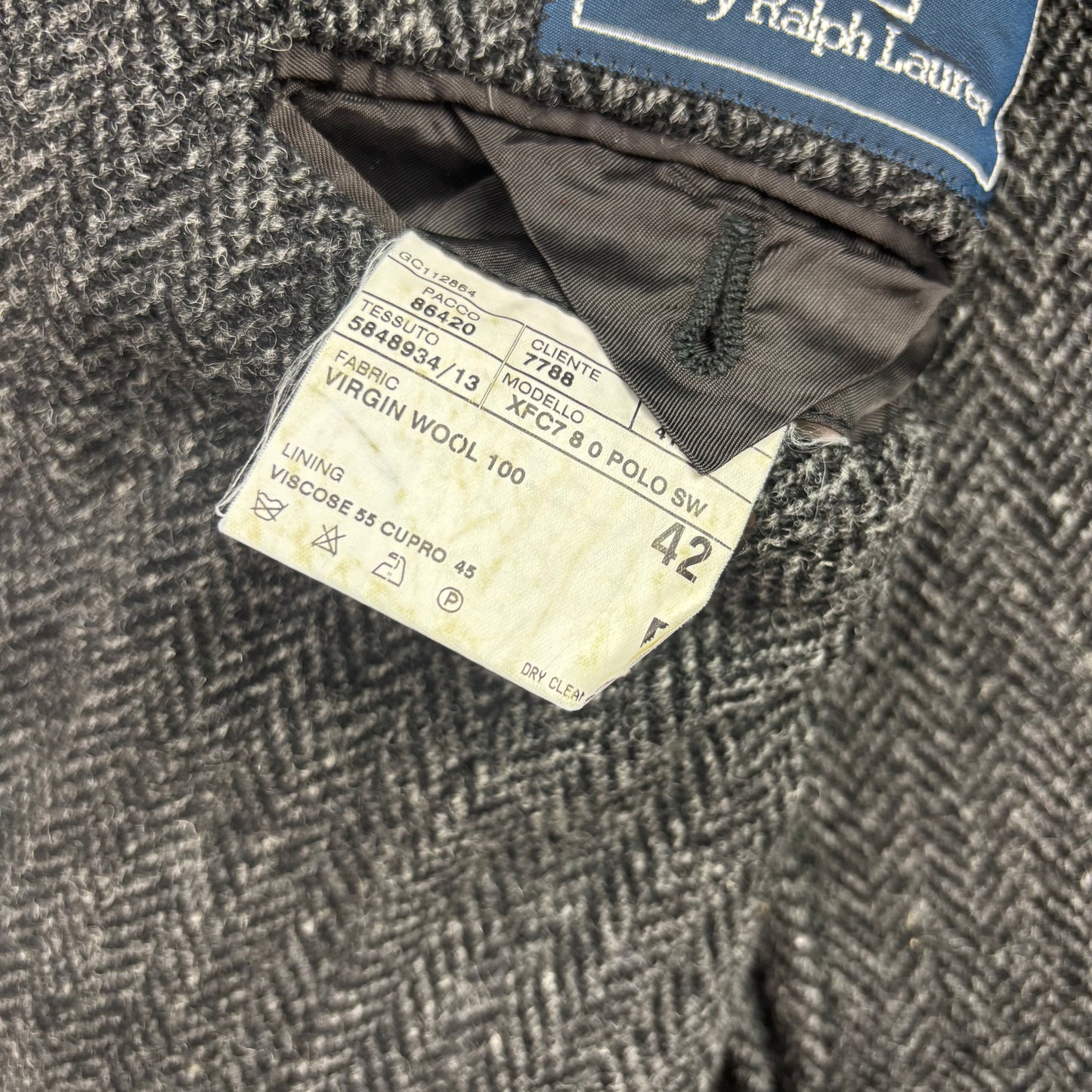 Polo Ralph Lauren Dark Grey Herringbone Blazer (Wool) - 42R