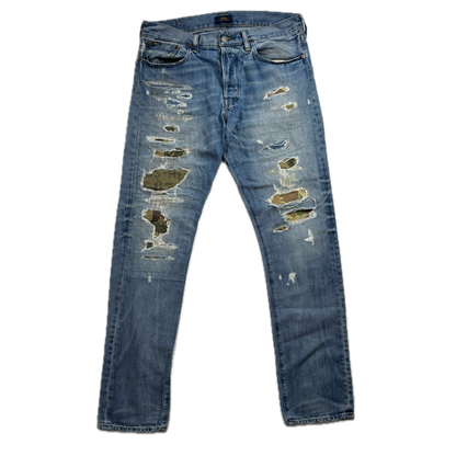 Polo Ralph Lauren Sullivan Slim Jeans Camo Patchwork Distressed - 32x32